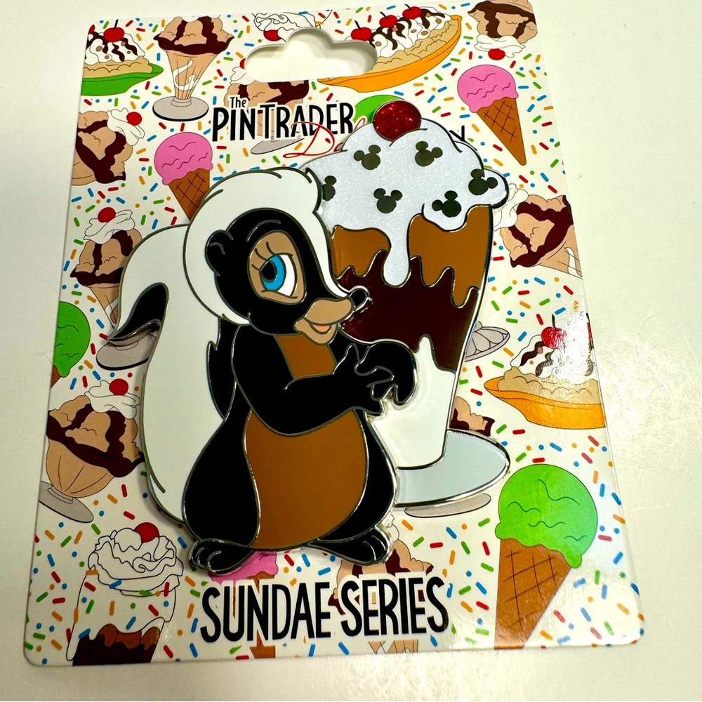 NWT. Disney pin. Flower the skunk from Bambi. D23 2024 Sundae Series pin. LE 400